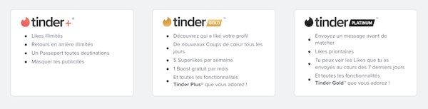 formules abonnements Tinder