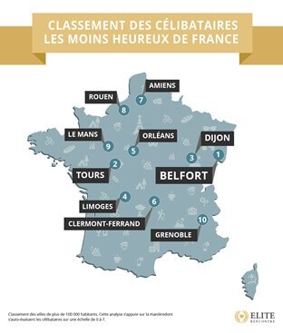 classement villes francaises célibataires malheureux